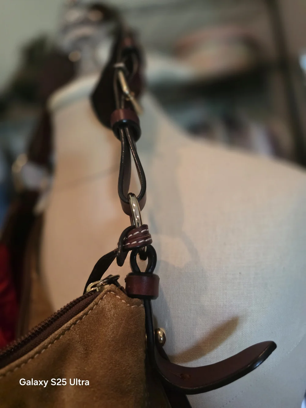 Dooney & Bourke Brown Suede Hobo with Dark Leather Trim